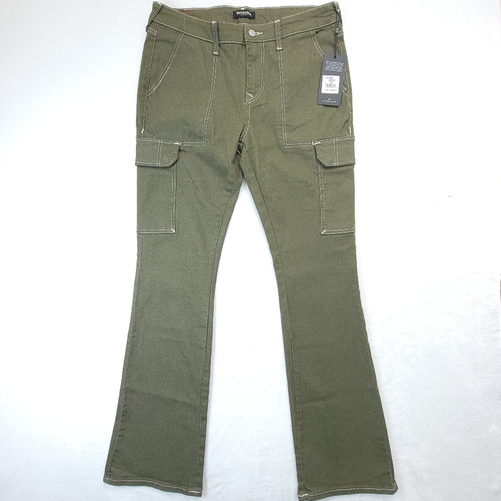 True Religion Cargo Bootcut Jeans Women’s Size 30 Kalamata Green NWT - Picture 2 of 11